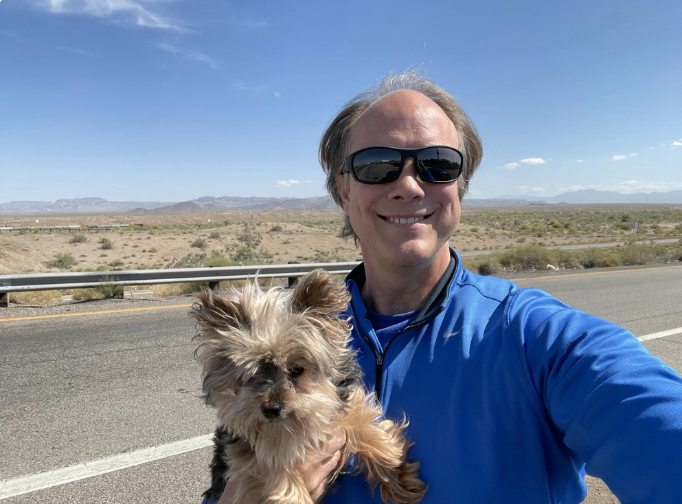 Tim Shurr and his dog, Spot, on a roadtrip.